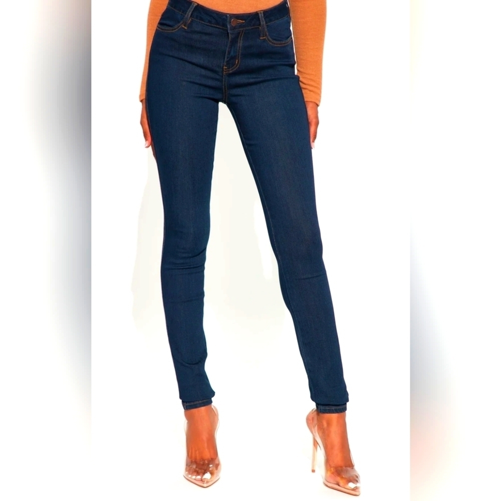 Fashion Nova Tall Classic Mid Rise Skinny Jeans - Dark Denim Size 13